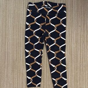 Janie and Jack Chain Pattern Leggings in Black and Brown
